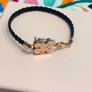 Tous Bear Leather Cord Bracelet